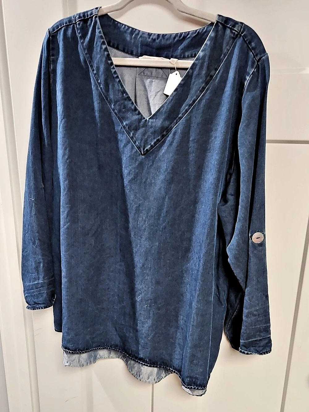Soft Surroundings Women's Blue Long Sleeve Blouse